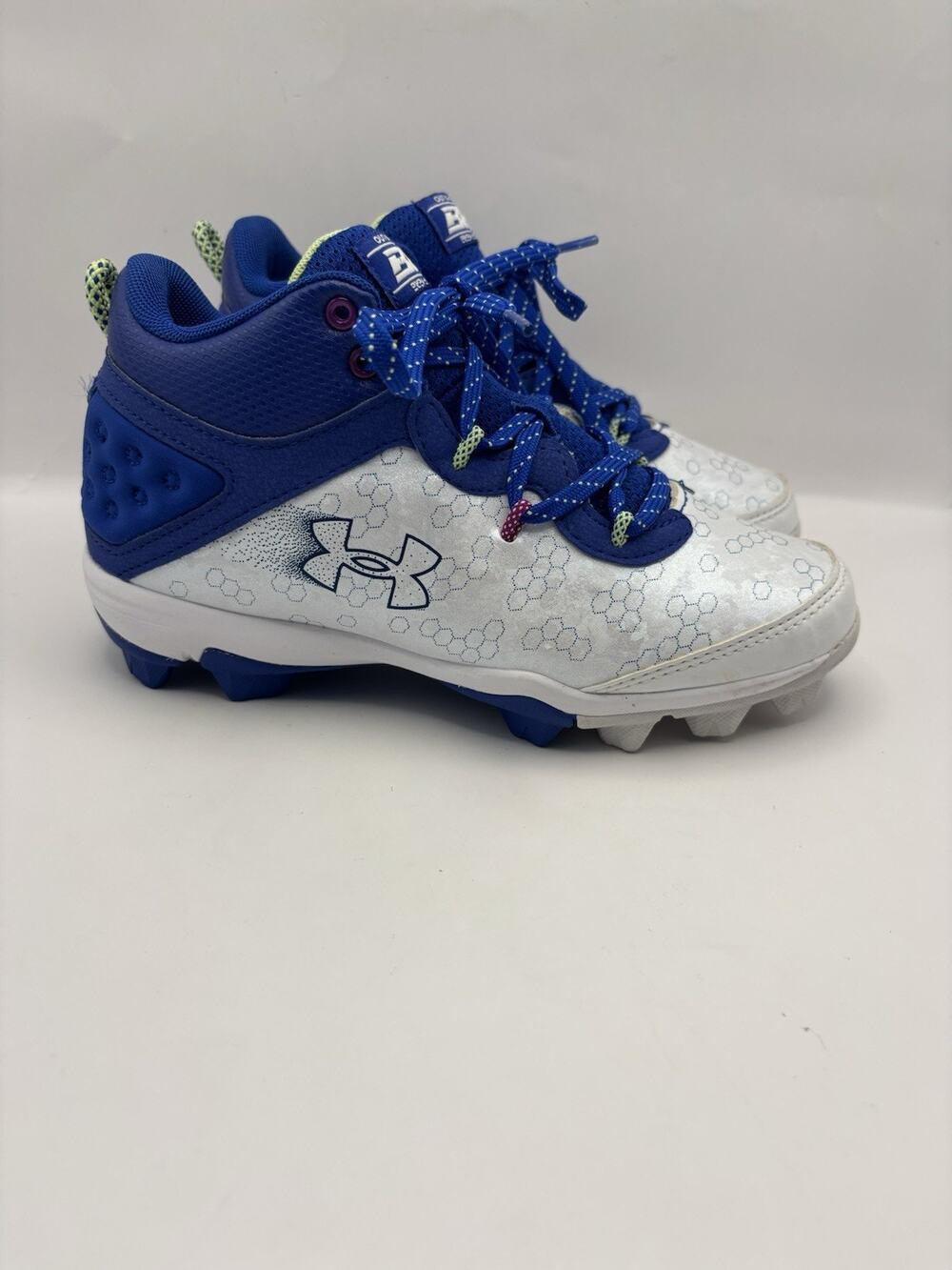 Under Armour Harper Mid Baseball Blue And White Cleats Kids Size 3 Y
